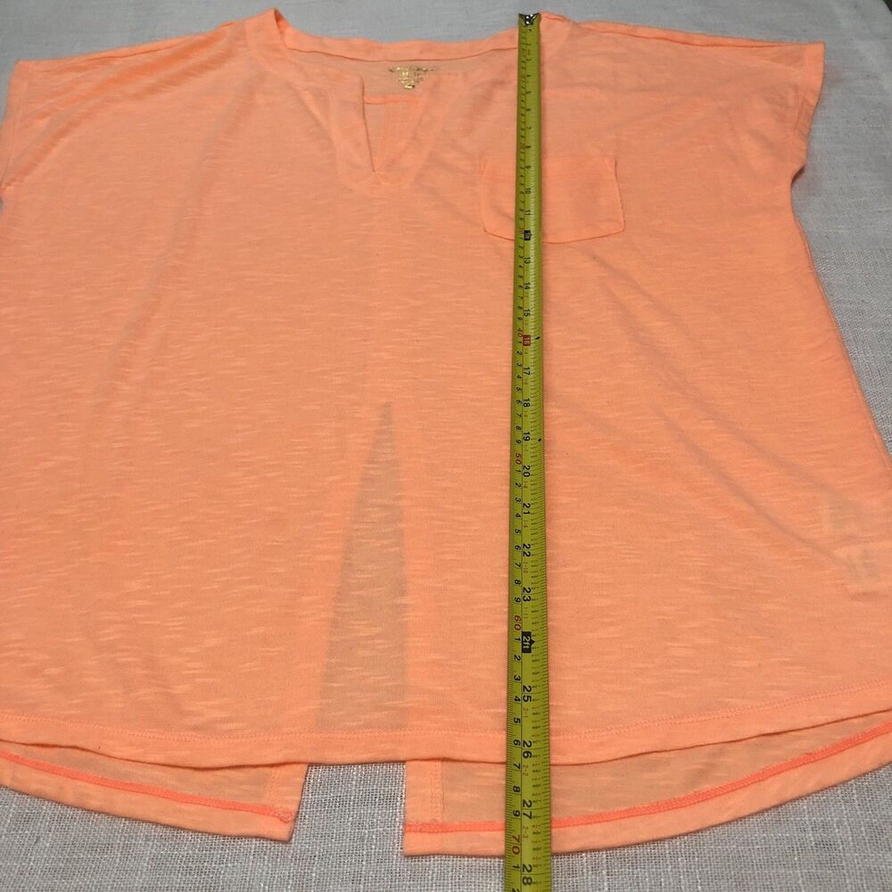Lilly Pulitzer V-Neck Top Large Orange Pocket Tee Split Back Athletic Casual - Picture 10 of 10